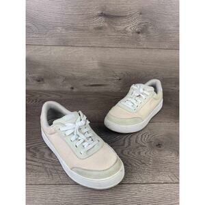 Kizik Prague Hands Free Canvas Suede Shoes Kids Size 6 Beige Sneakers